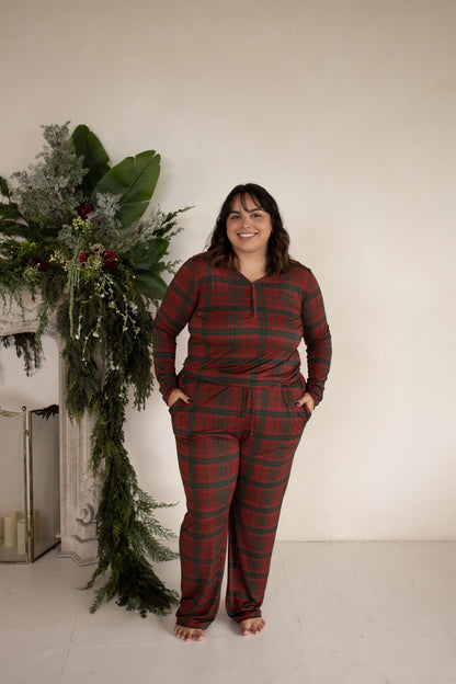 Women's Long Sleeve Bamboo Pajama | Christmas Plaid