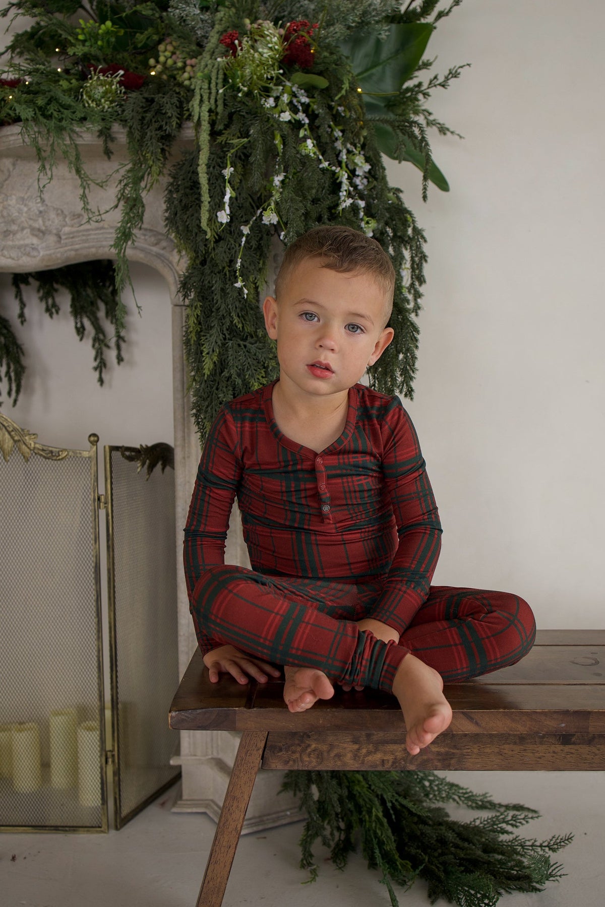 Bamboo Two Piece Pajamas | Christmas Plaid