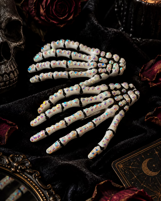 Rhinestone Skeleton Hair Clip Set
