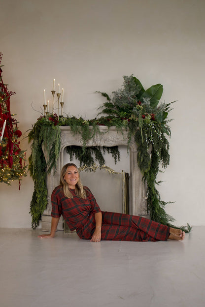Women's Boxy Tee Lounge Set | Christmas Plaid