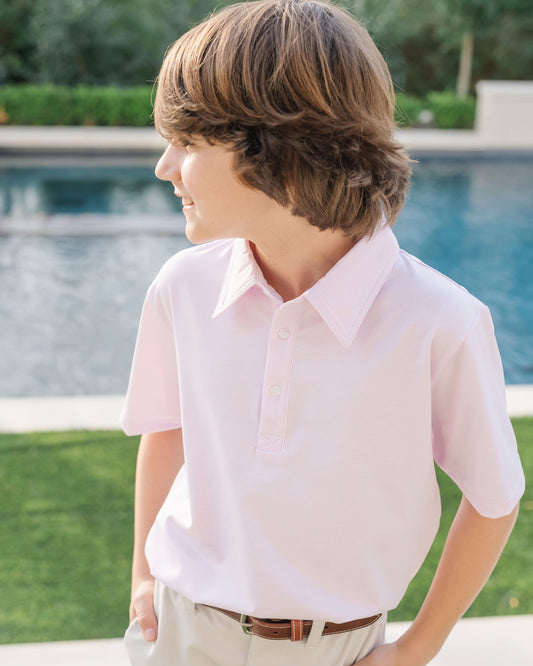 Will Boys' Performance Polo | Pink Stripes