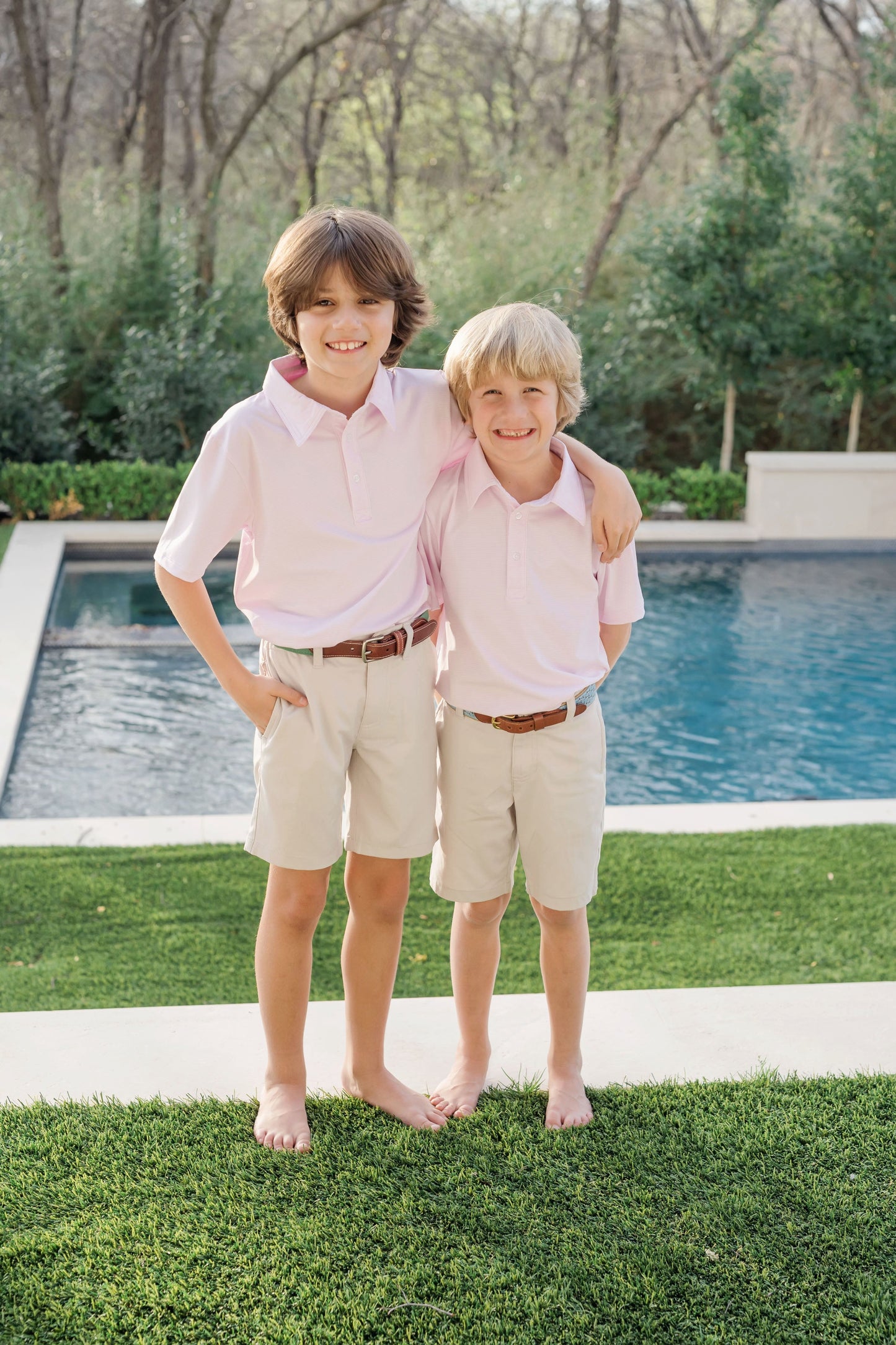 Will Boys' Performance Polo | Pink Stripes