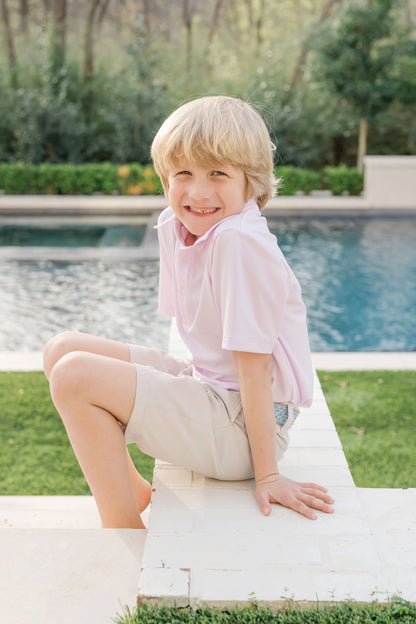 Will Boys' Performance Polo | Pink Stripes
