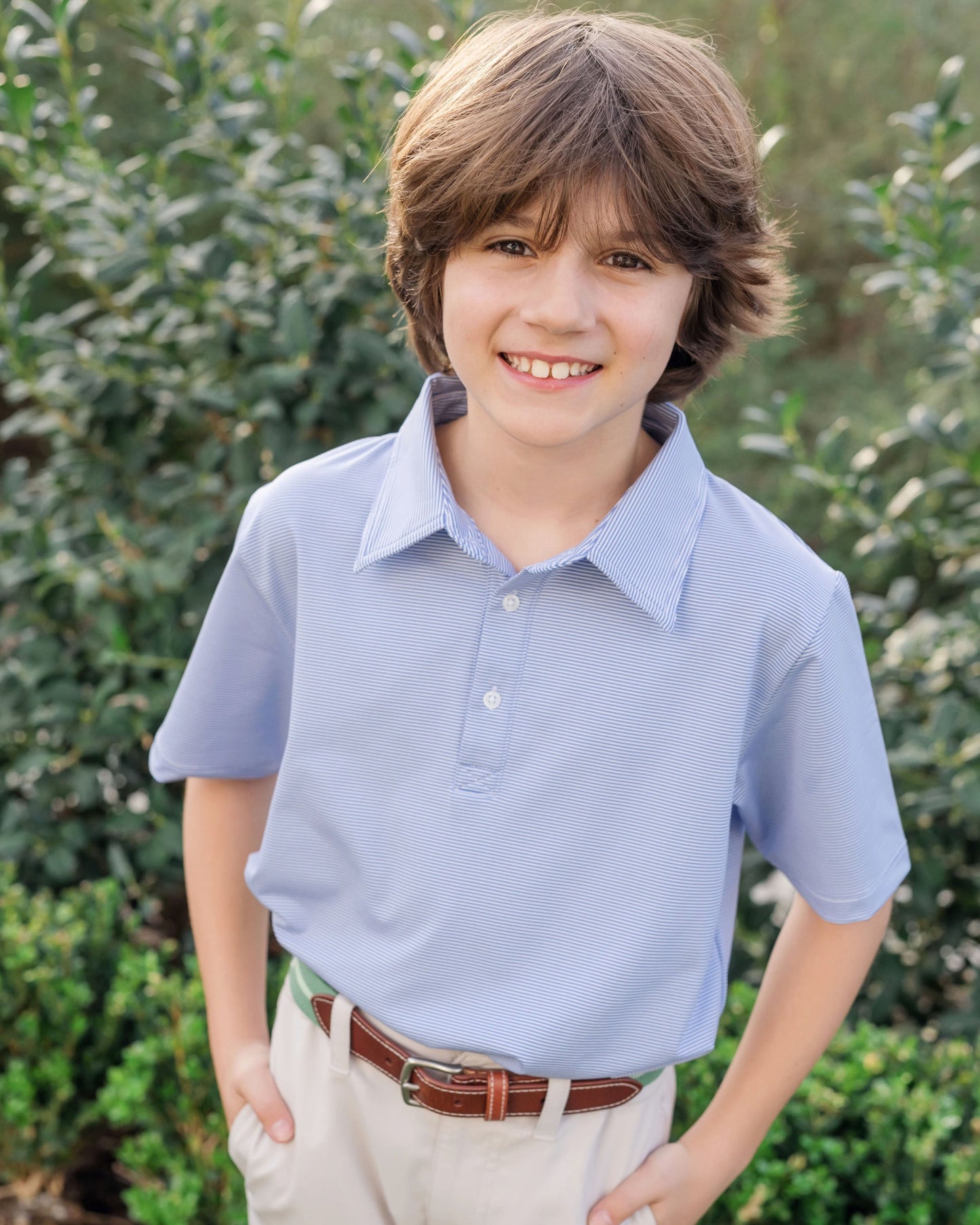 Will Boys' Performance Polo | Blue Stripes