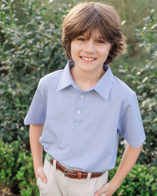 Will Boys' Performance Polo | Blue Stripes