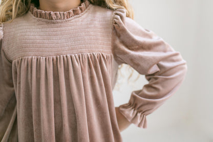 Alexa Champagne Velvet Dress