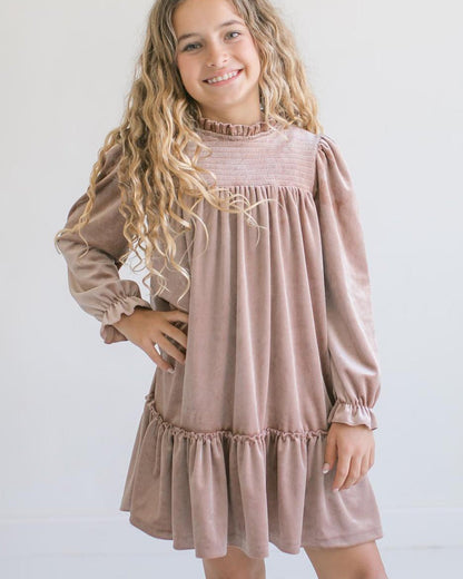 Alexa Champagne Velvet Dress