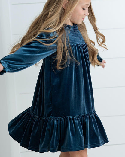 Alexa Teal Velvet Dress