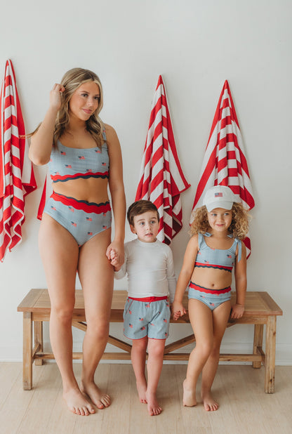 *PREORDER* Women's Scalloped High Waisted Bikini - Heritage Flag
