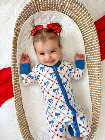 Red White & Bows Bamboo Zippy Pajamas