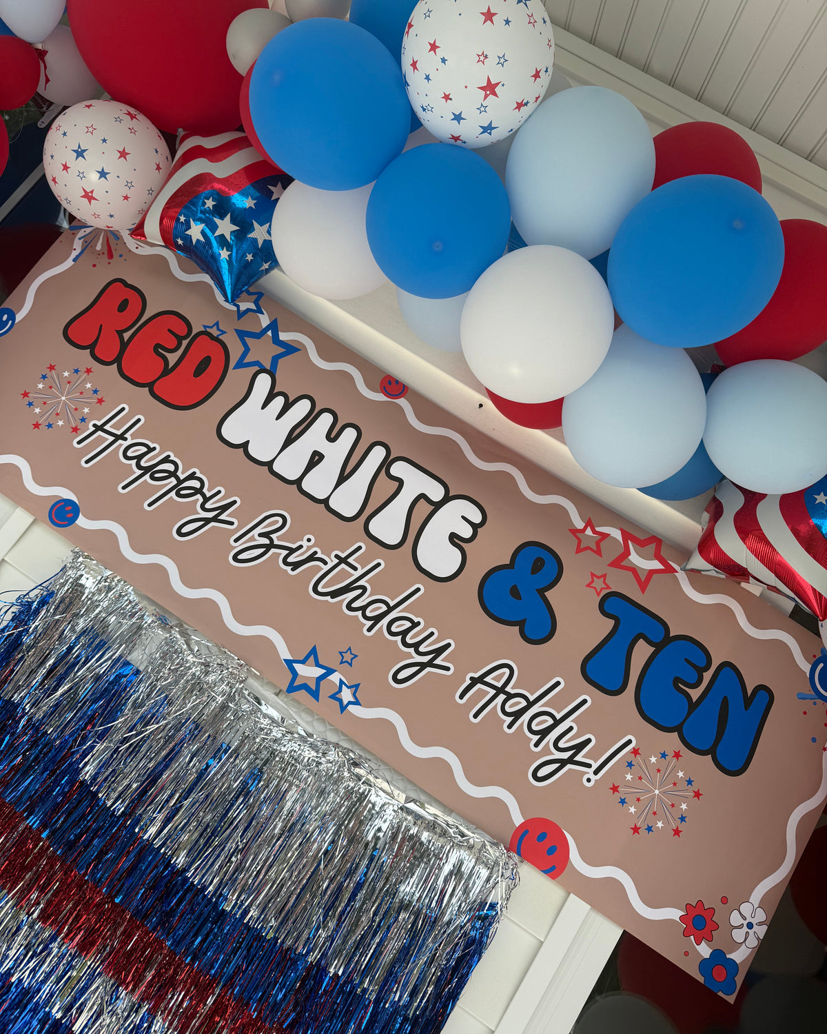 Red White & Ten Party Banner