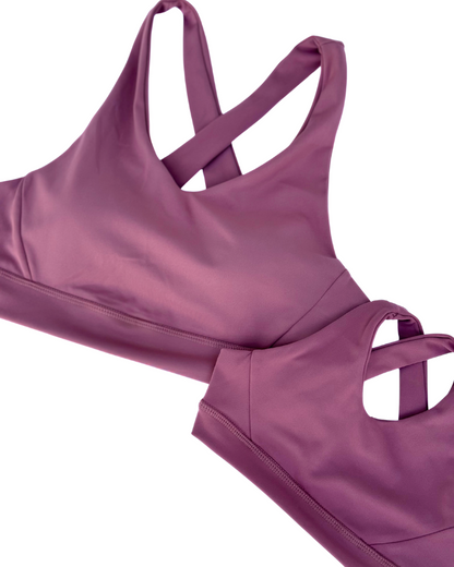 Bre Cross Back Sports Bra - Rose Taupe