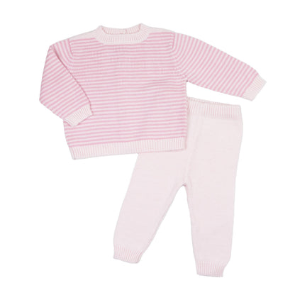 Baby Knit Sweater and Pant Set — Pink Stripe