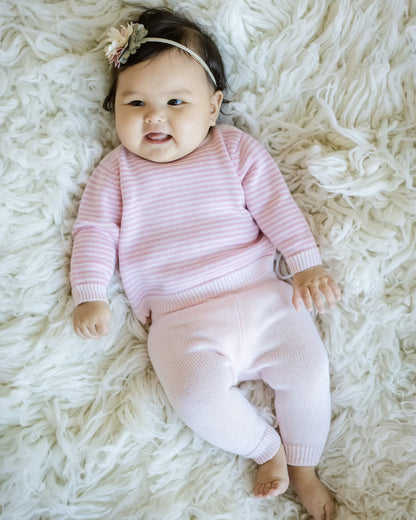 Baby Knit Sweater and Pant Set — Pink Stripe