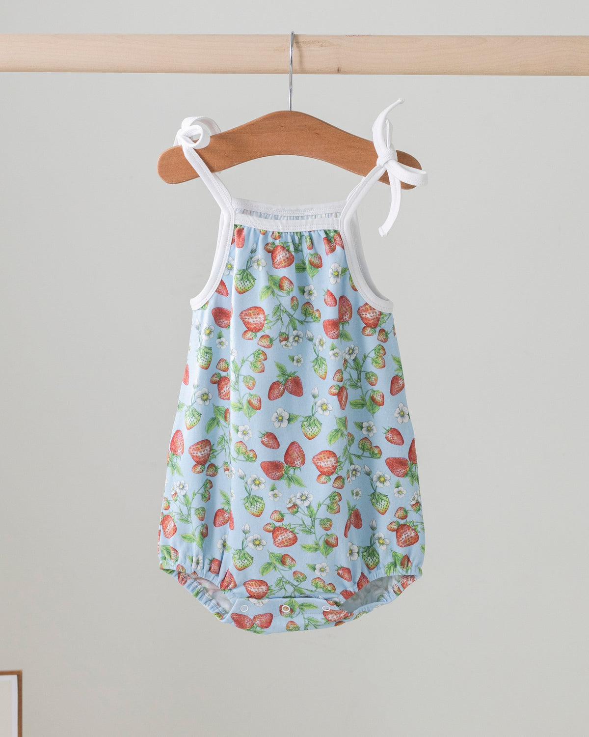 Strawberry Fields Organic Cotton Shoulder-Tie Onesie