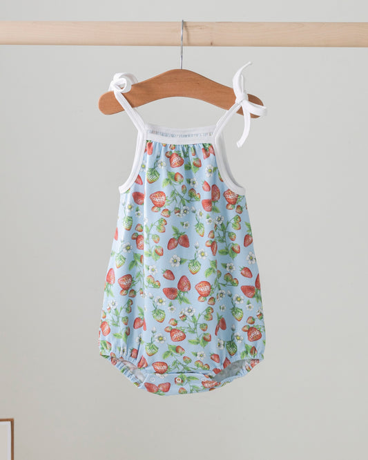 Strawberry Fields Organic Cotton Shoulder-Tie Onesie