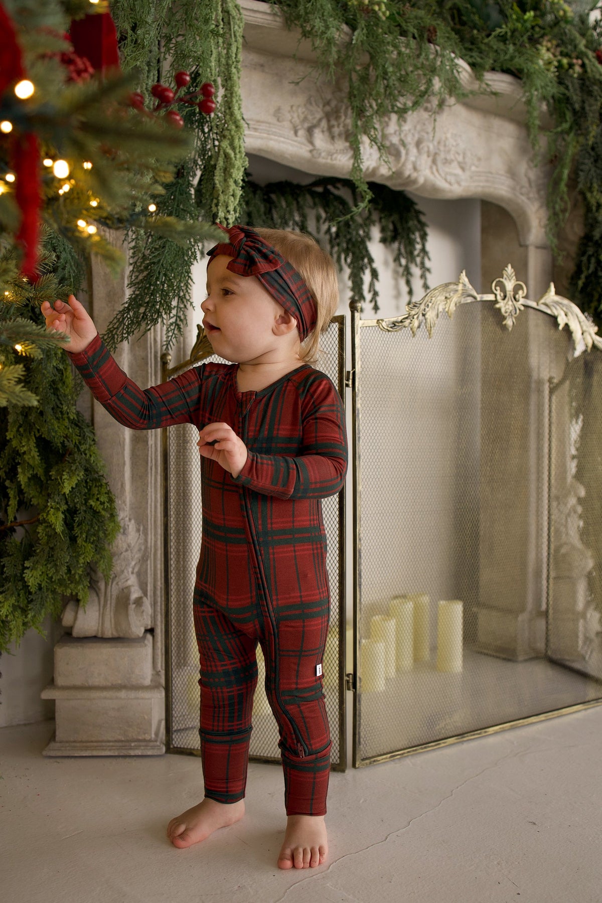 Bamboo Zip Pajamas | Christmas Plaid