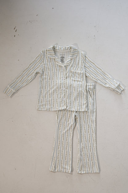 Girl’s Bamboo Button Up Lounge Set | Dainty Vines