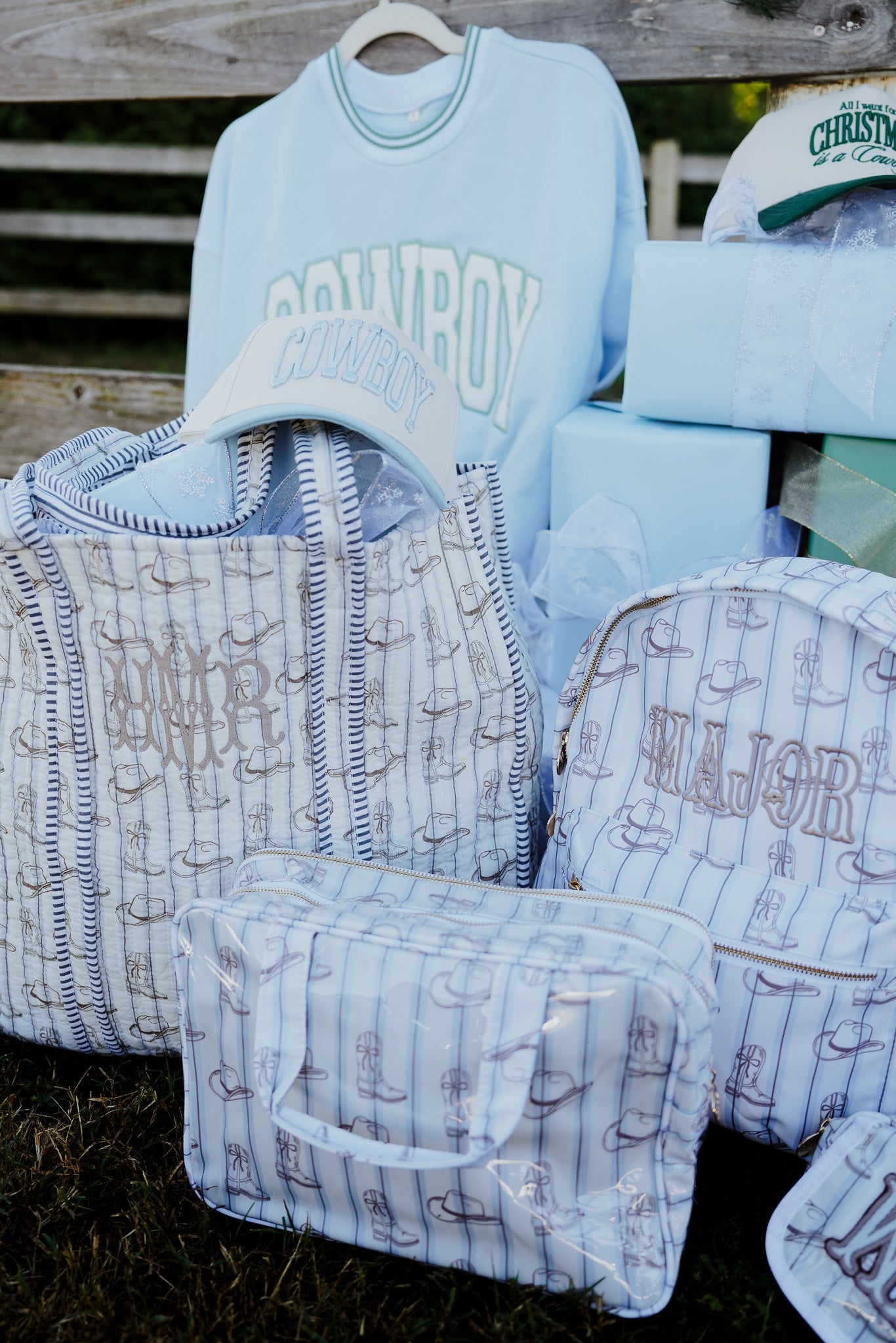 Western Blues Quilted Tote Bag