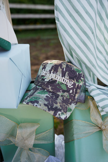 He's Hunting - Camo Vintage Trucker Hat