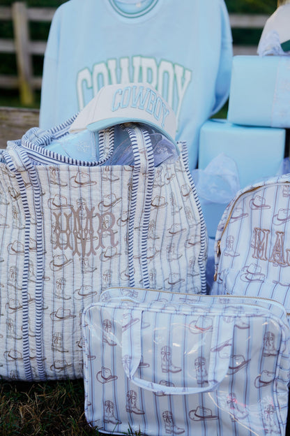 Western Blues Quilted Tote Bag