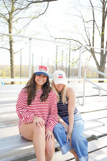 Swing Batter Batter - Navy Pinstripe Trucker Hat