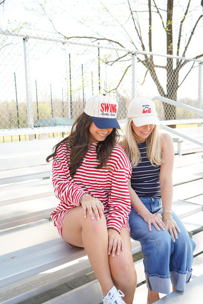 Swing Batter Batter - Navy Pinstripe Trucker Hat