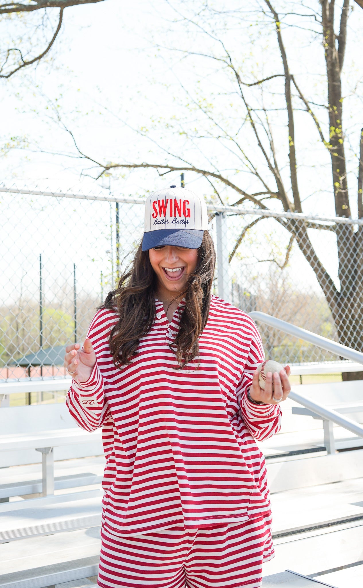 Swing Batter Batter - Navy Pinstripe Trucker Hat