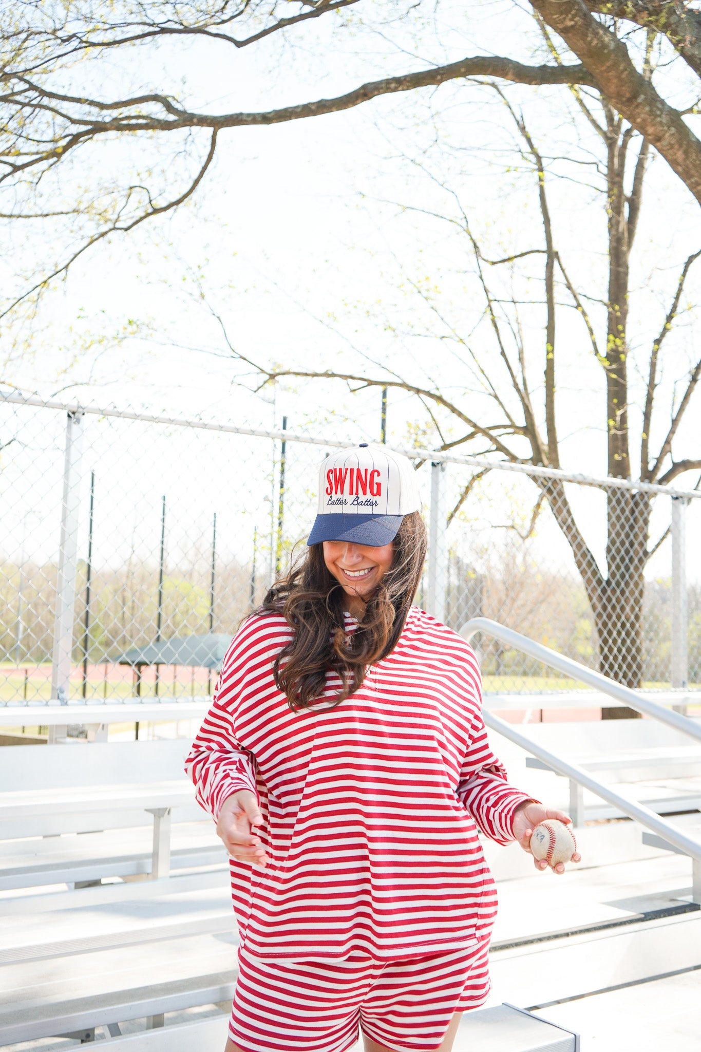Swing Batter Batter - Navy Pinstripe Trucker Hat