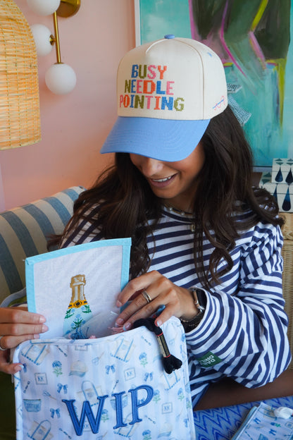 Busy Needlepointing - Periwinkle Trucker Hat