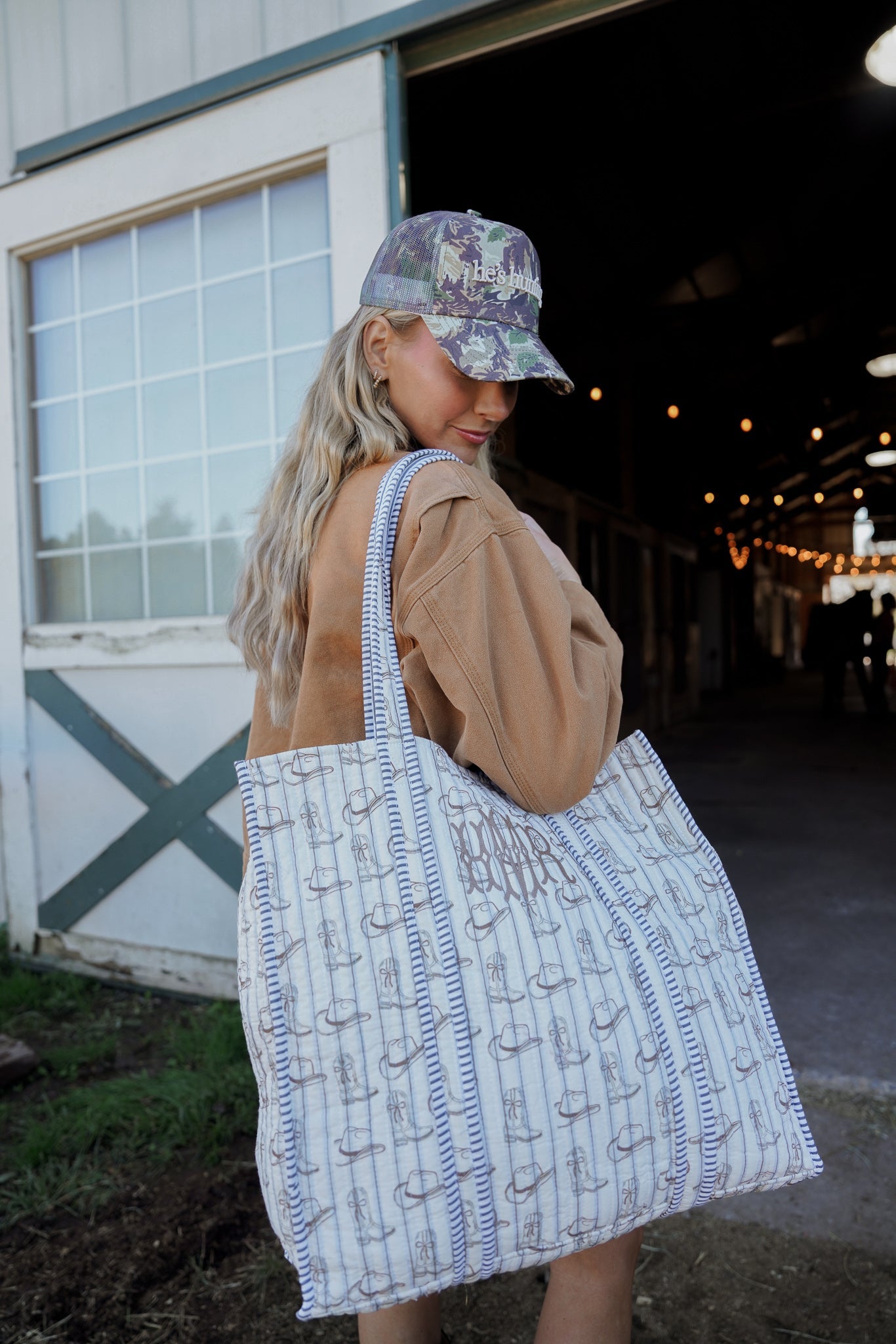 He's Hunting - Camo Vintage Trucker Hat