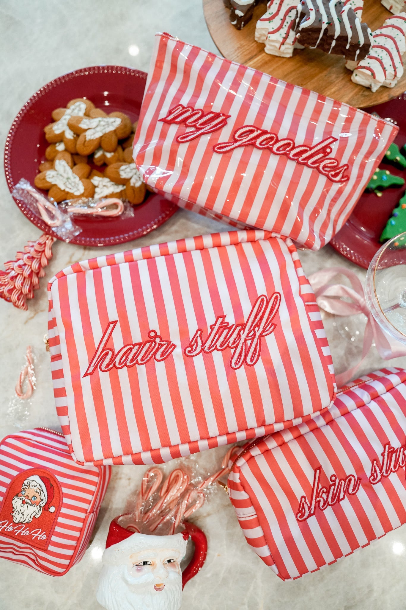 My Goodies - Pink & Red Stripes Clear Coat Bag - PREORDER