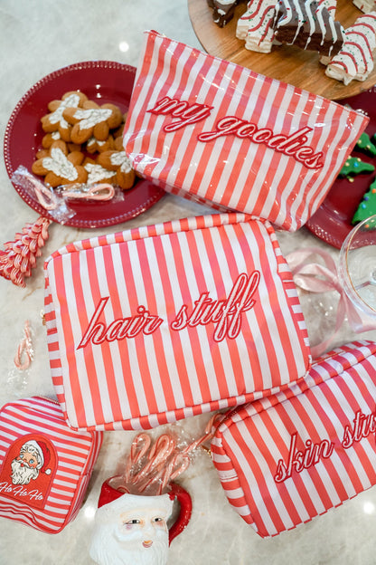 My Goodies - Pink & Red Stripes Clear Coat Bag - PREORDER