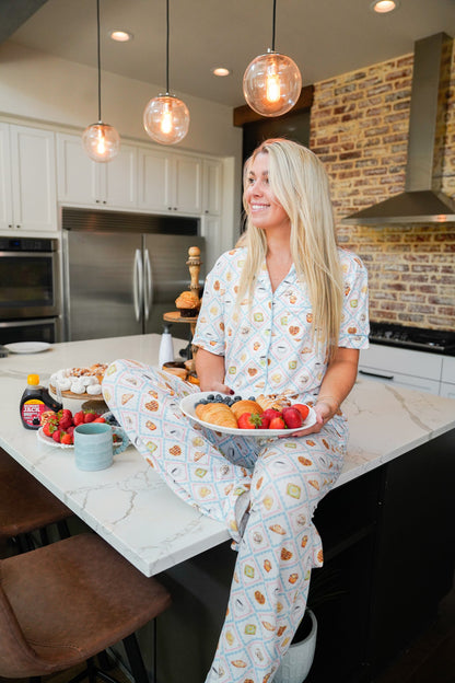 Blue Breakfast - Short Sleeve + Pant Pajama Set
