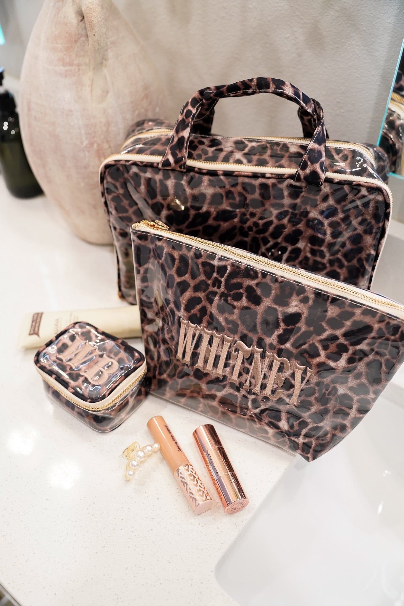 Leopard - Clear Coat Toiletry Case