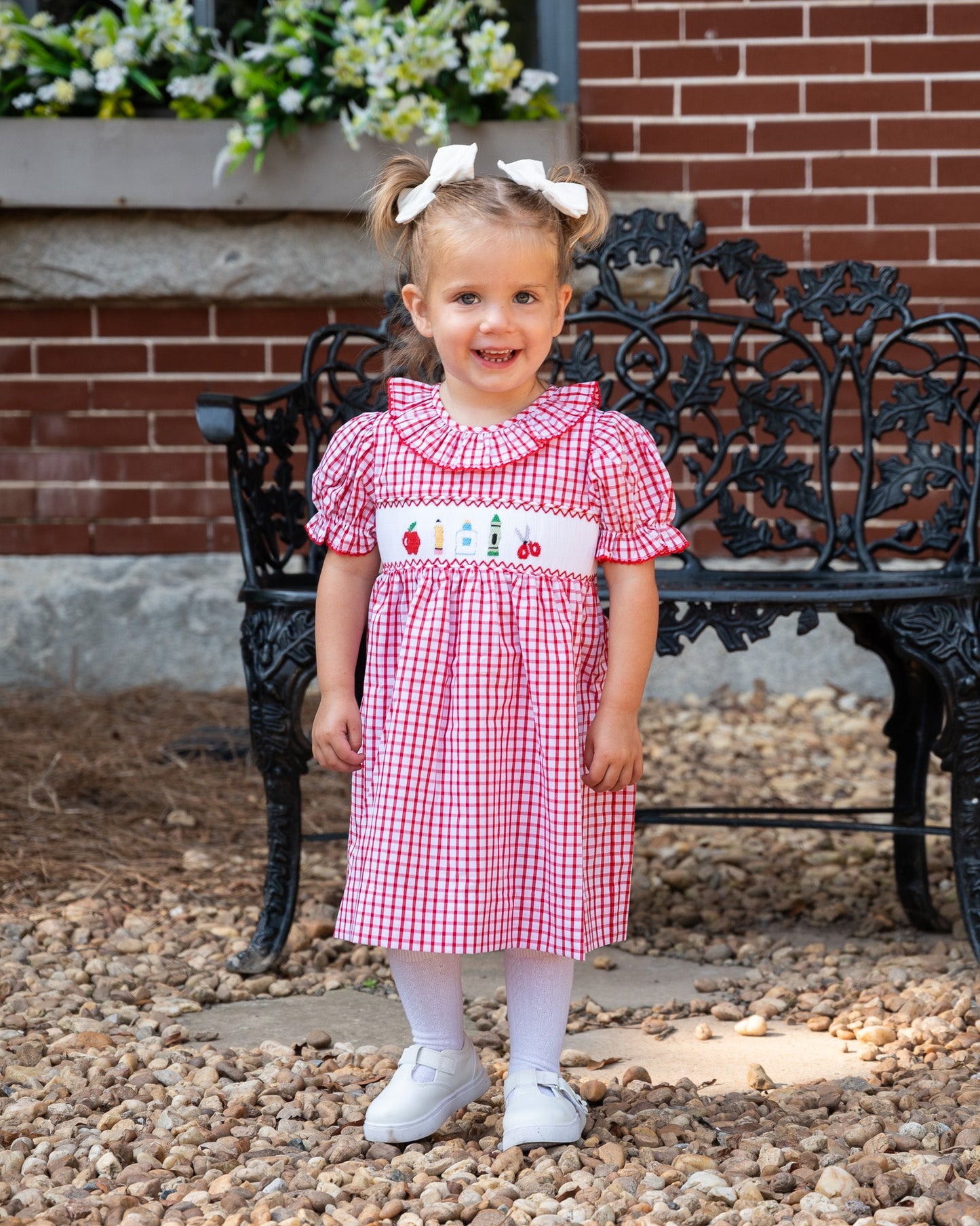 School Supplies Smocked Red Windowpane Dress- FINAL SALE
