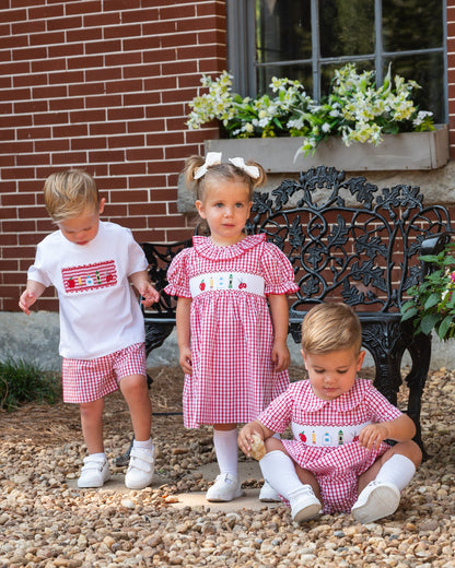School Supplies Smocked Red Windowpane Dress- FINAL SALE