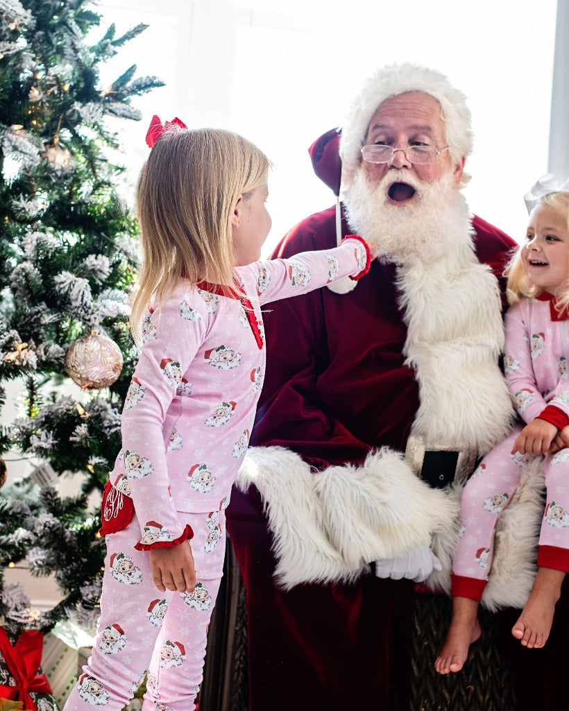 Vintage Santa Pink Knit Pajama Set-FINAL SALE