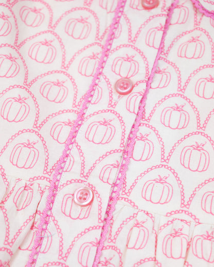 Pumpkin Scallop Print Dress