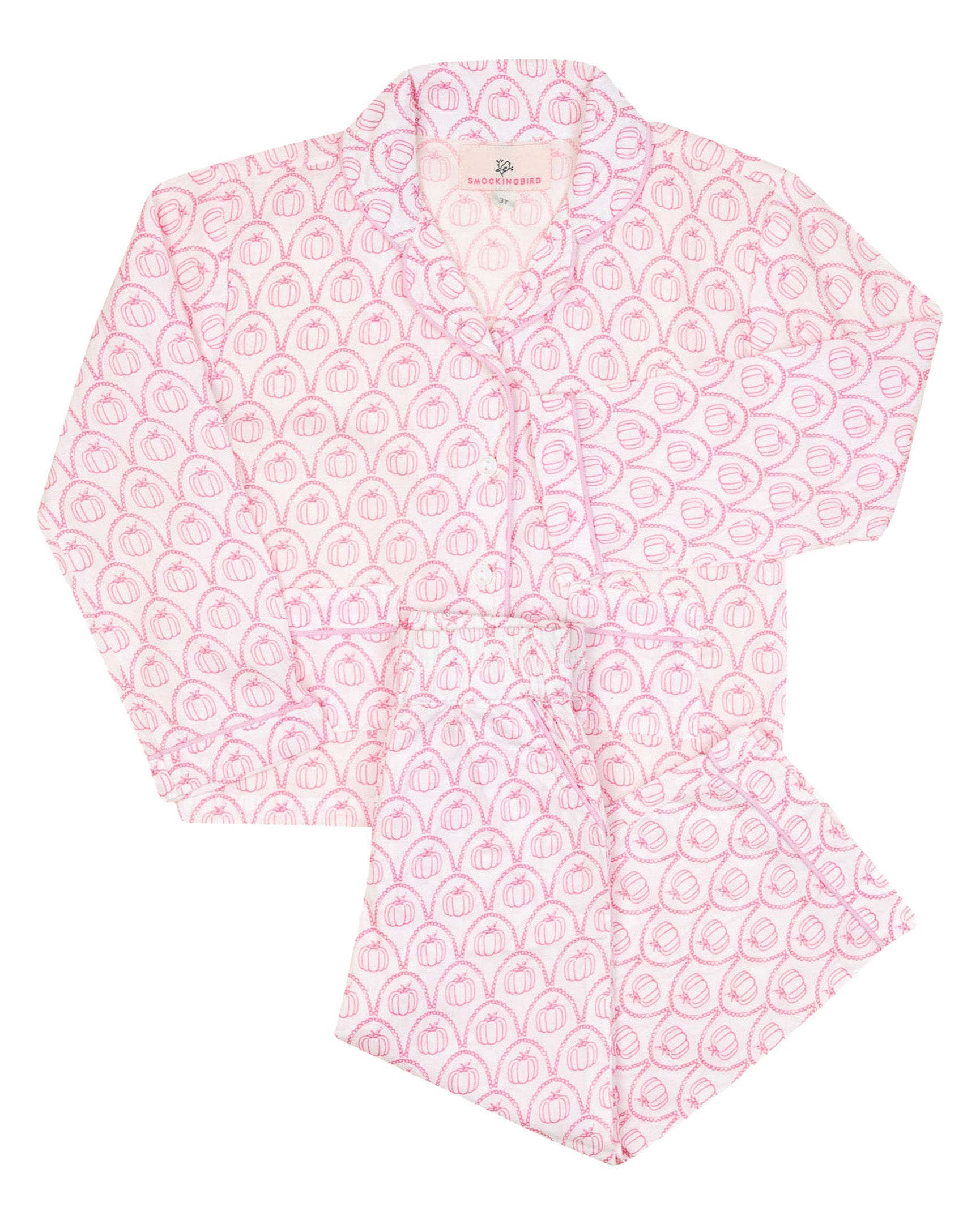 Pink patterned shirt on a white background