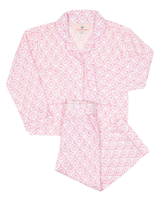 Pink patterned shirt on a white background