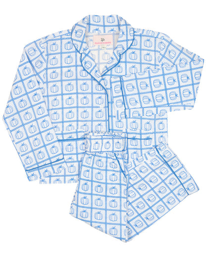 Blue Pumpkin Check Print Pajama Set