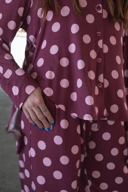 Women's Bamboo Button Up Lounge Set | Heather Rose Dot