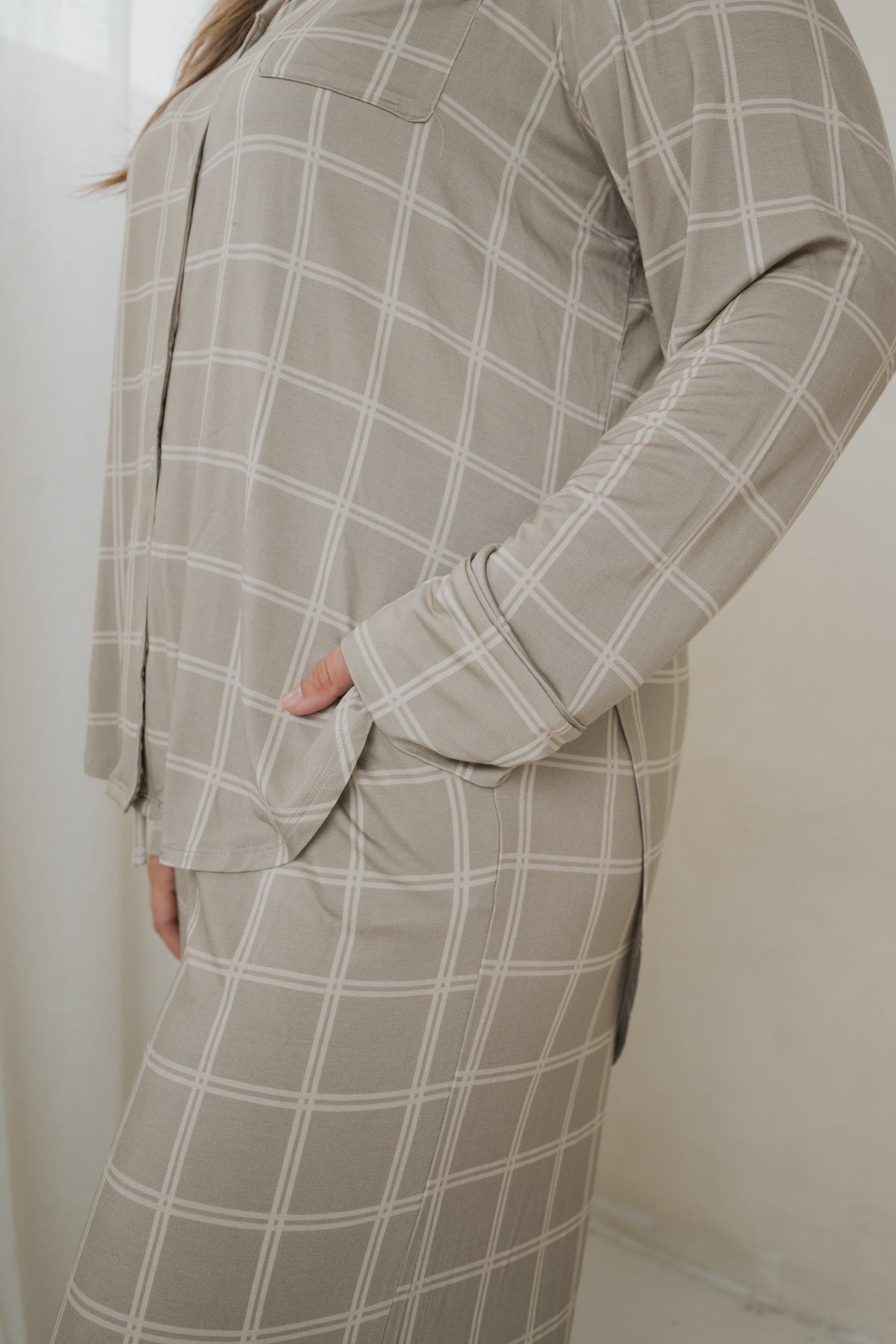 Women's Bamboo Button Up Lounge Set | Linen Grid