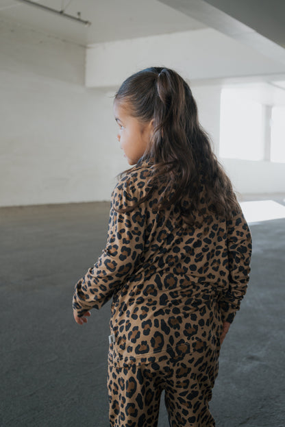 Girl's Bamboo Button Up Lounge Set | Leopard
