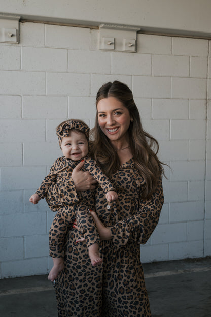 Women's Bamboo Button Up Lounge Set | Leopard