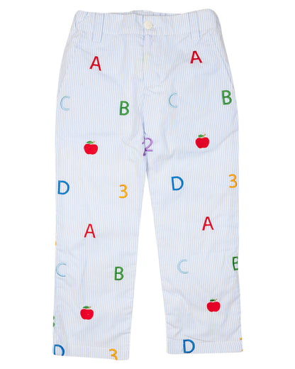 ABC 123 Embroidered Pants- FINAL SALE
