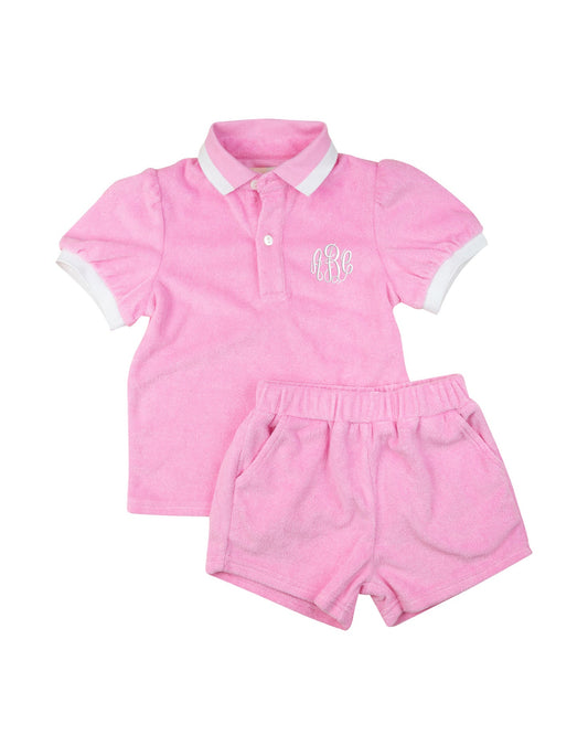 Pink Terry Shorts Set