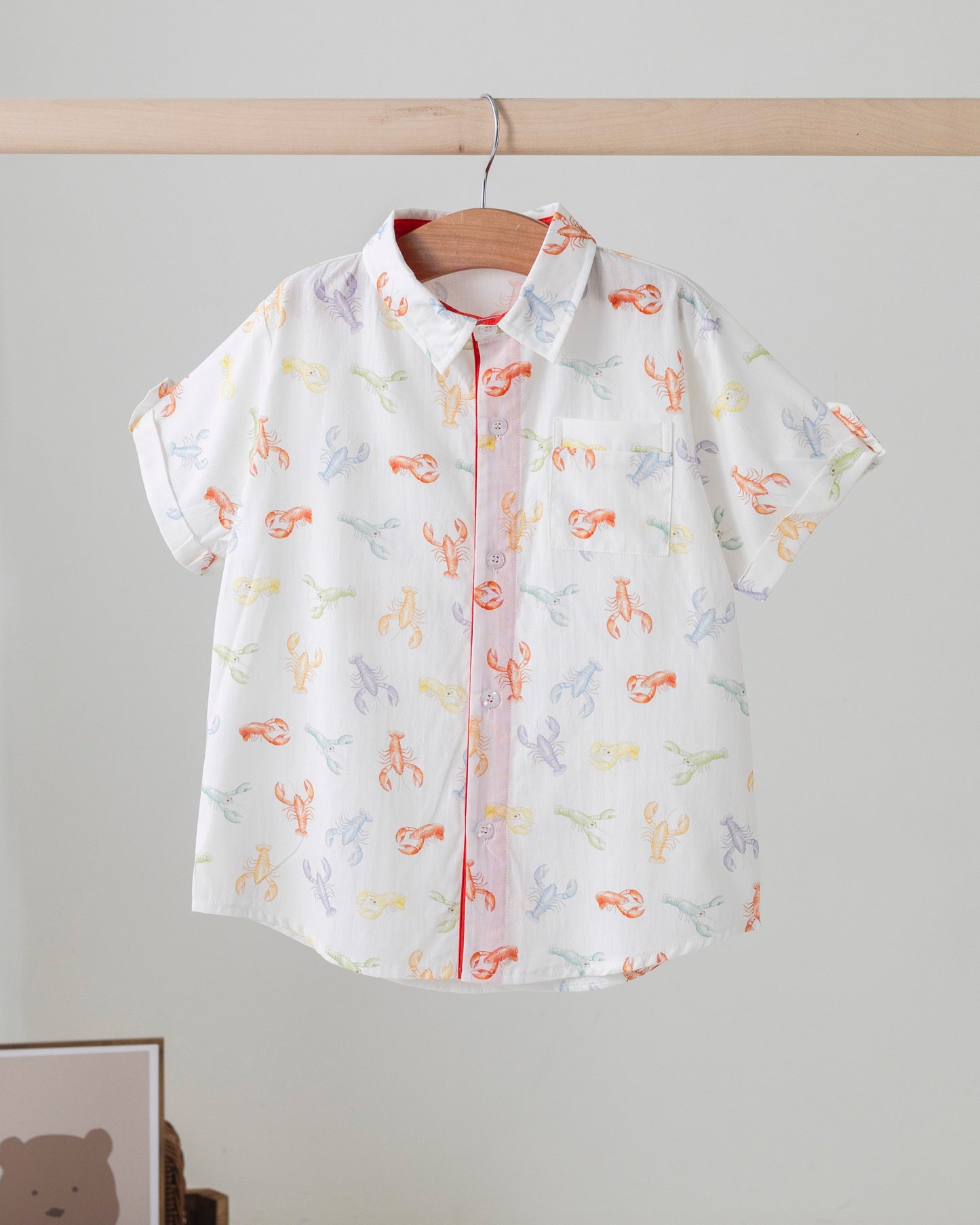 Colorful Claws Short Sleeve Collared Crawfish Shirt