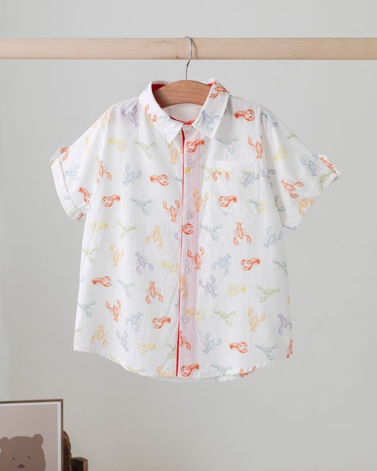 Colorful Claws Short Sleeve Collared Crawfish Shirt